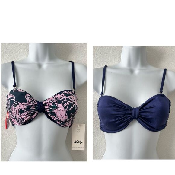 NWT Maaji Blue Depth Ebony Reversible Bikini Top Size Small - Picture 1 of 9